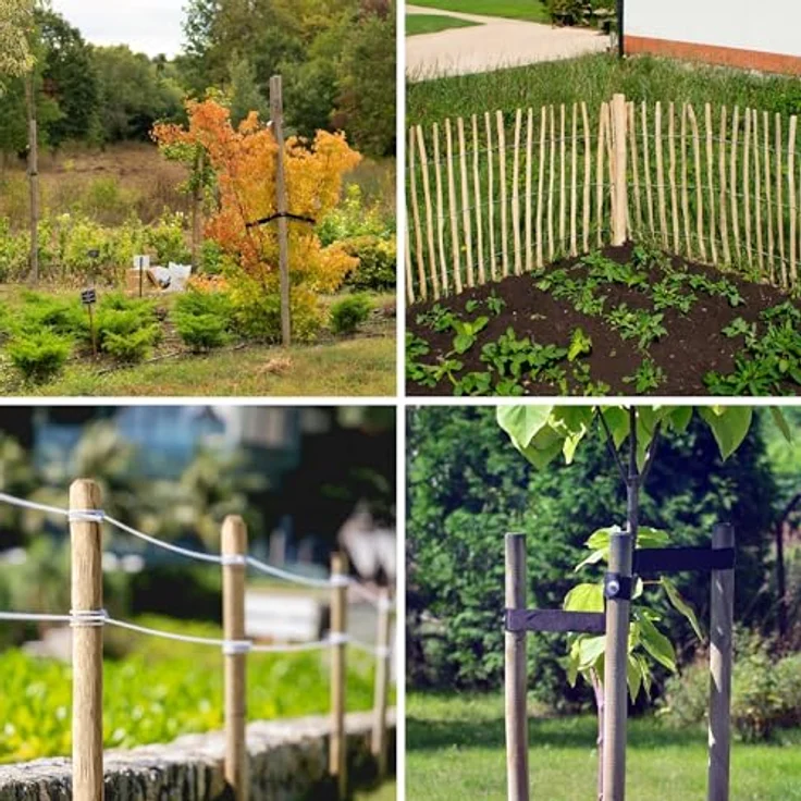 Floranica Zaunpfosten Haselholz, 150 cm angespitzter Gartenpfahl für Staketenzaun und Pflanzenstütze, robust und handgefertigt – Bild 6