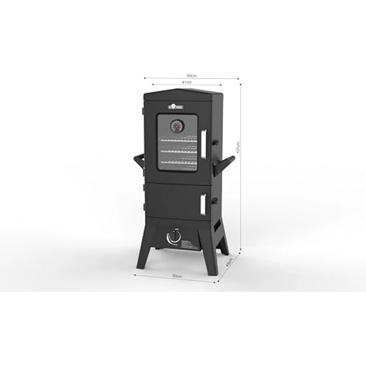EL Fuego Gasgrill/Smoker Portland W2, Multifunktionales Grillgerät mit Glasfenster, 3,5 kW, Schwarz, 50 cm x 107 cm x 48 cm – Bild 8