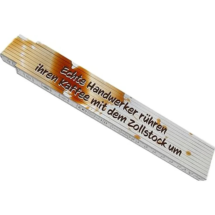 speecheese Meterstab aus Holz, lustiges Geschenk mit Spruch "Echte Handwerker rühren ihren Kaffee mit dem Zollstock um", 24x3,5 cm