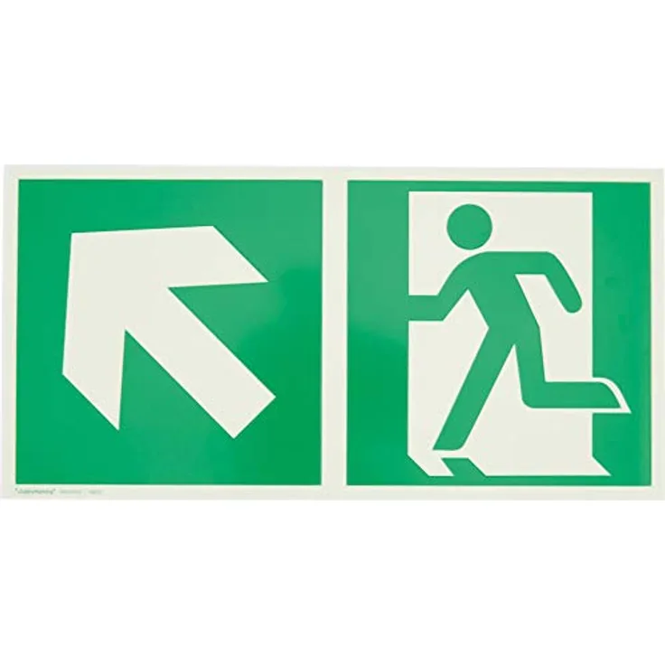 SafetyMarking Rettungsschild Rettungsweg links aufwärts, Alu langnachleuchtend, 30x15cm, DIN EN ISO 7010-konform