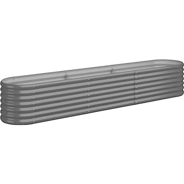vidaXL Hochbeet, Wetterfestes Hochbeet für Garten Balkon Terrasse, Kräuterhochbeet zum Selber Bauen, Pflanzkasten aus Metall, Pulverbeschichteter Stahl Grau – Bild 1