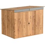 Duramax TOP Pent Roof Skylight 8 x 6 Metall gerätehaus, hergestellt aus verzinktem Stahl, verstärkte Dachkonstruktion, integriertes Oberlicht für Sonnenlicht, Geräteschuppen, Holzmaserung