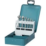 Makita D-42204 Kegelsenker-Set, 6-teilig in Metallkassette, 90° Schneiden, Ø 6,3 - 20 mm, HSS-Stahl, für Metall, NE-Metall und Holz, DIN335, Rundschaft