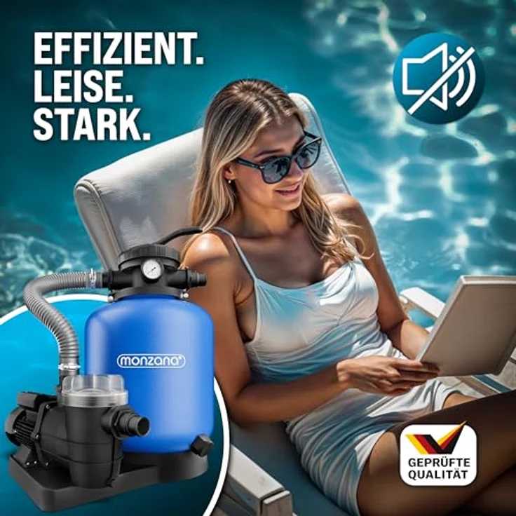 Sandfilteranlage 11.000 L-h Vorfilter Sandfilter Filteranlage Poolfilter XXL Tank inkl. 25kg Filterglas – Bild 8