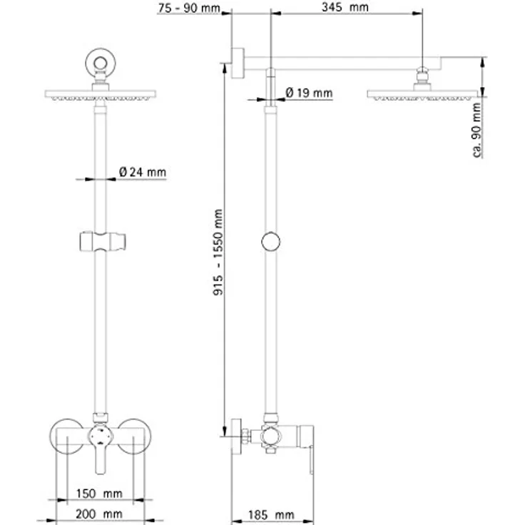 Duschsystem Regendusche mit Einhebelmischer und Kopfbrause rund chrom von Schulte – Bild 4