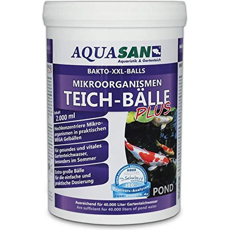 AQUASAN Gartenteich Mikroorganismen XXL Bakto-Balls Plus (Hochkonzentriert, extra große Gel XXL-Bälle - Starterbakterien, gesundes, vitales Teichwasser), Inhalt:2 Liter