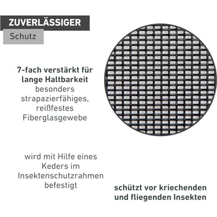 Windhager Insektenschutz Fliegengitter Pet-Protect, Insektenschutzgewebe, Krallenschutz-Gewebe, besonders reißfest, anthrazit, 120 x 150 cm, 03468 – Bild 4