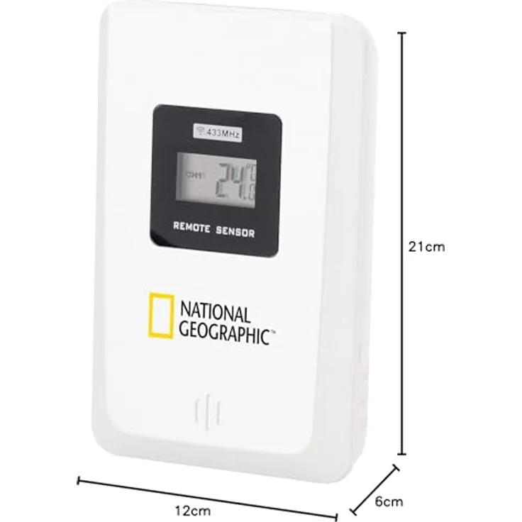 National Geographic Wetterstation, Funkwetterstation mit transparentem Display und Schlummerfunktion, Schwarz – Bild 8