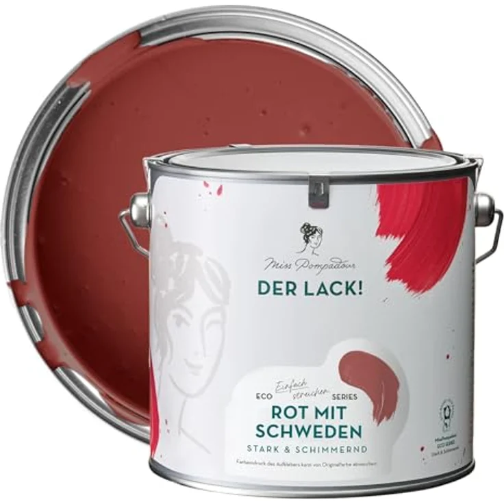 MissPompadour Holzfarbe Rot, 2,5L seidenmatte Möbelfarbe für Innen & Außen, witterungsbeständig, hohe Deckkraft, Wasserbasis – Bild 1