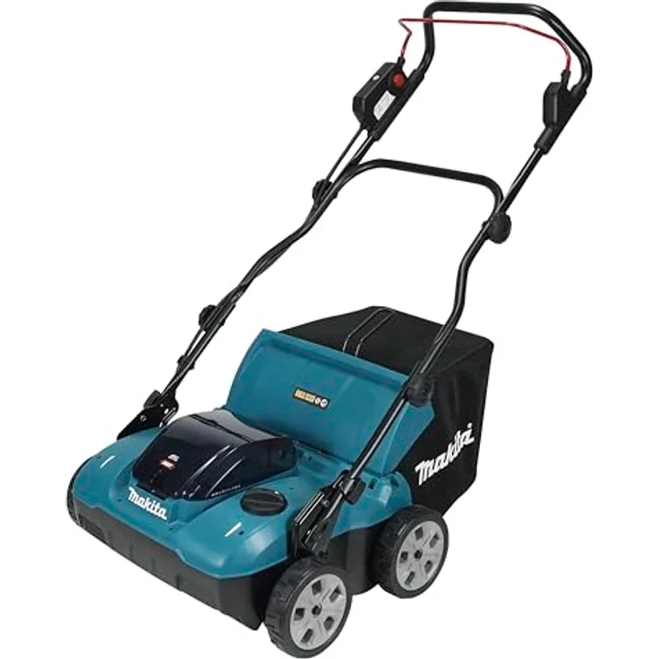 Makita Vertikutierer Akku- 40V max., professioneller Rasenpfleger mit 38 cm Arbeitsbreite, 18-stufig einstellbarer Arbeitstiefe, 50 Liter Grasfangsack, 180 mm ø Räder, Wet Guard – Bild 2