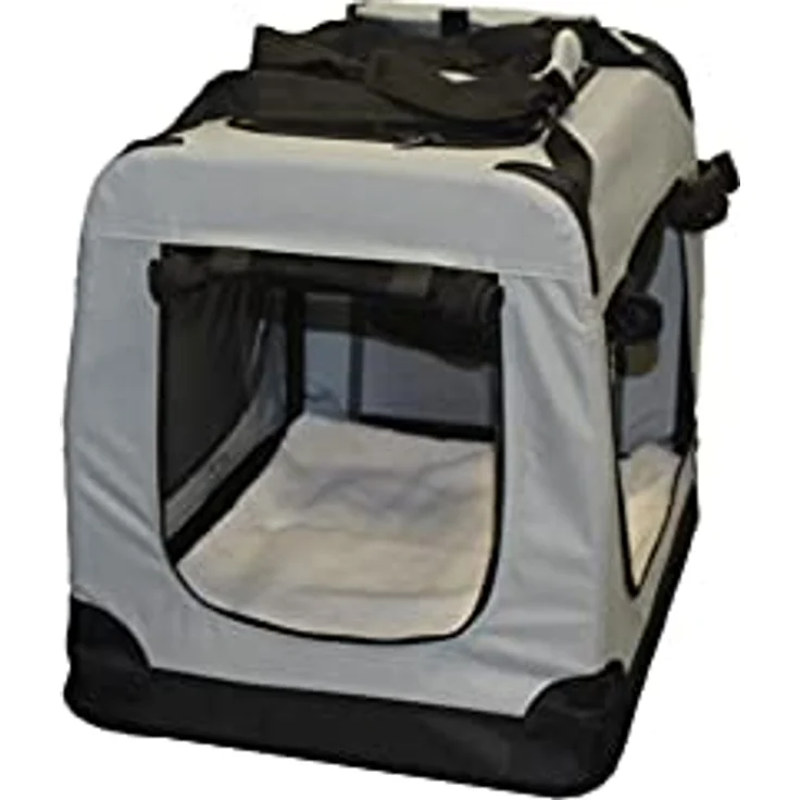 walexo Faltbare Hundebox Hundetransportbox Katzentransportbox Katzenbox (GRAU, S) - Robuster Stahlrohrrahmen und Oxford Gewebe, 3 Türen, Platzsparend verstaubar – Bild 3