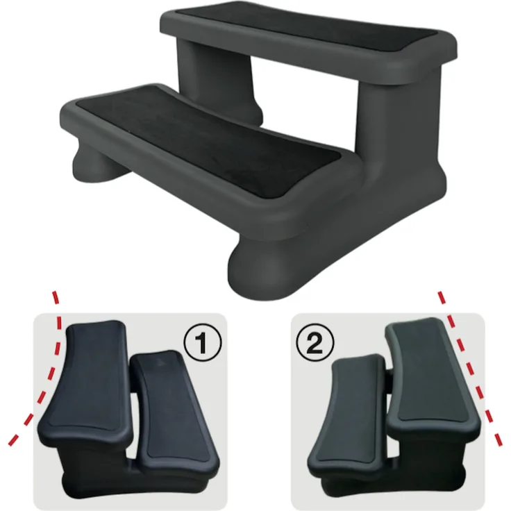 Canadian Spa Company Universal Treppe Premium 2-stufig - 40x90x60cm, für runde & eckige Whirlpools, robuste Konstruktion, rutschfeste Oberfläche, universelle Passform, zeitloses Design (schwarz)