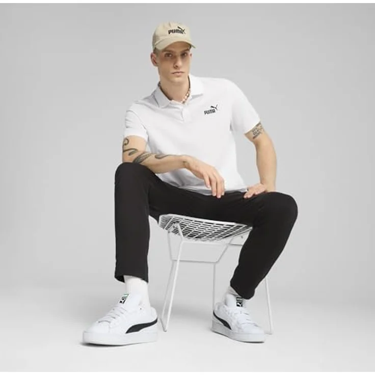 Puma ESS No. 1 Logo Pique Polo, Herren Shirt aus Piqué-Gewebe, weiss, (XXL) – Bild 6