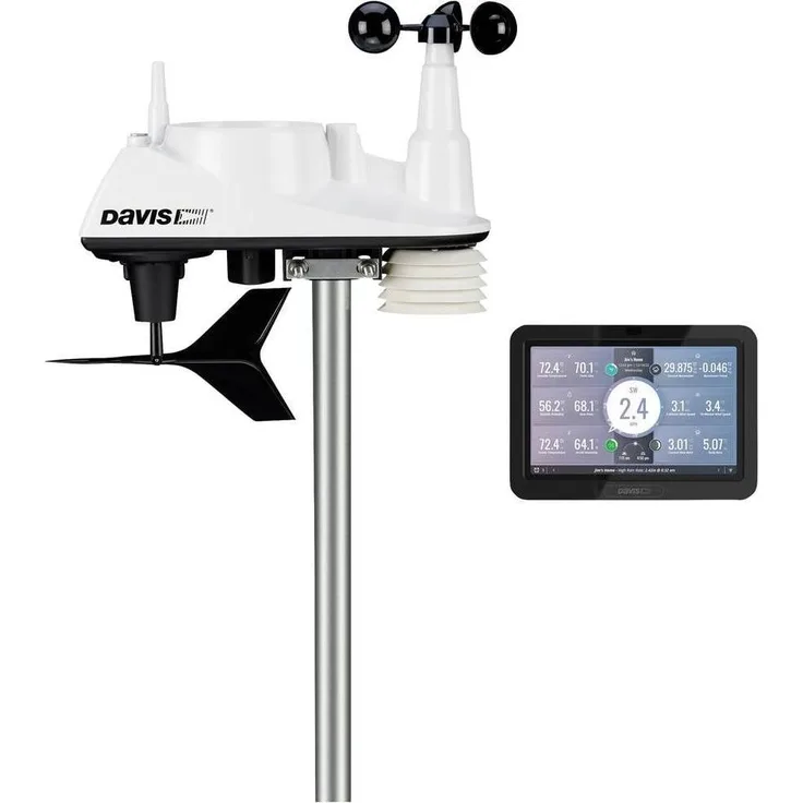 Davis Funk-Wetterstation Vantage Vue 6242, zuverlässige Wetterdaten, korrosionsbeständige Sensoreinheit, solarbetrieben, Schwarz-Weiß