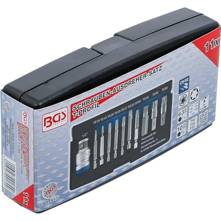 BGS Schraubendreher Schraubenausdreher-Satz, T-Profil (Torx), 11-teilig, Chrom-Vanadium-Stahl, T10-T55 – Bild 6
