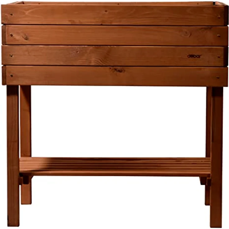 dobar breites Hochbeet aus Holz mit Ablageboden, Frühbeet Bausatz für Gemüse, Kräuter im Garten und Balkon, 80 x 60 x 80 cm, braun – Bild 2