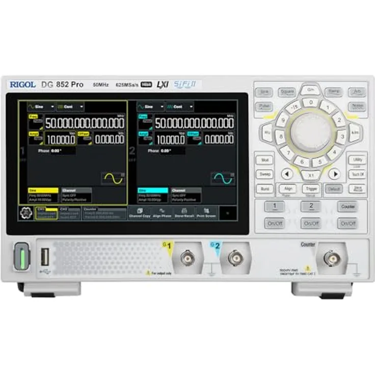 Rigol RIGOL DG852 Pro Funktions-/Arbiträrwellenformgenerator, tragbar, 50MHz, 625Msa/s, 16 Bit, 2 Ausgangskanäle, unterstützt mobile Stromversorgung