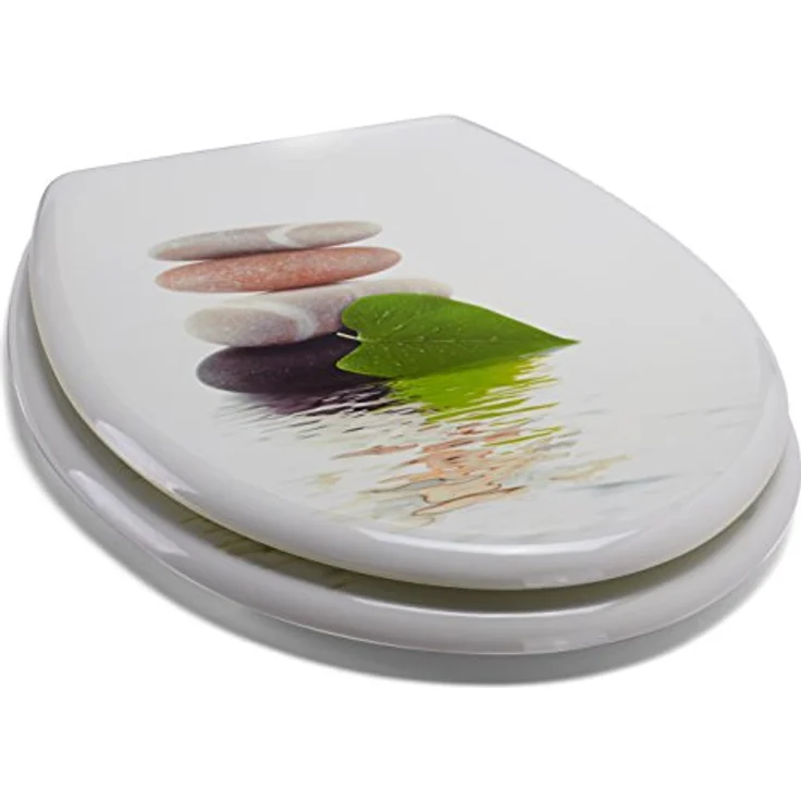 MSV WC-Sitz Lingga, MDF mit Edelstahl-Scharnieren, 42,5 cm x 36,5 cm x 5 cm, mehrfarbig, hygienische Oberfläche, feuchtigkeitsbeständig – Bild 6