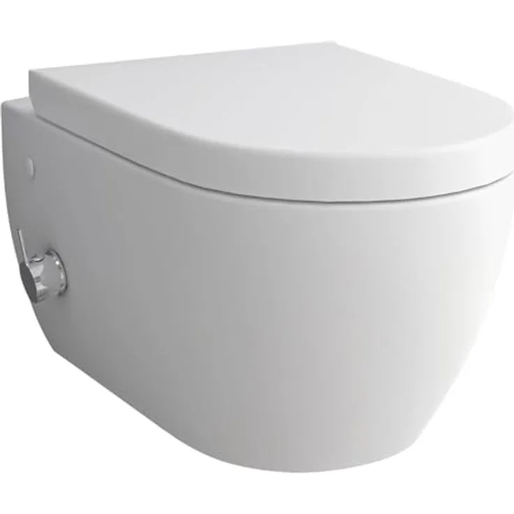 Alpenberger Toilette | WC mit Bidet Funktion | Hänge WC Spülrandlos | WC Sitz mit Absenkautomatik | Taharet WC | Dusch WC Set für Intimdusche | Klo mit Armatur | Wand WC Passend Geberit (7150 U)