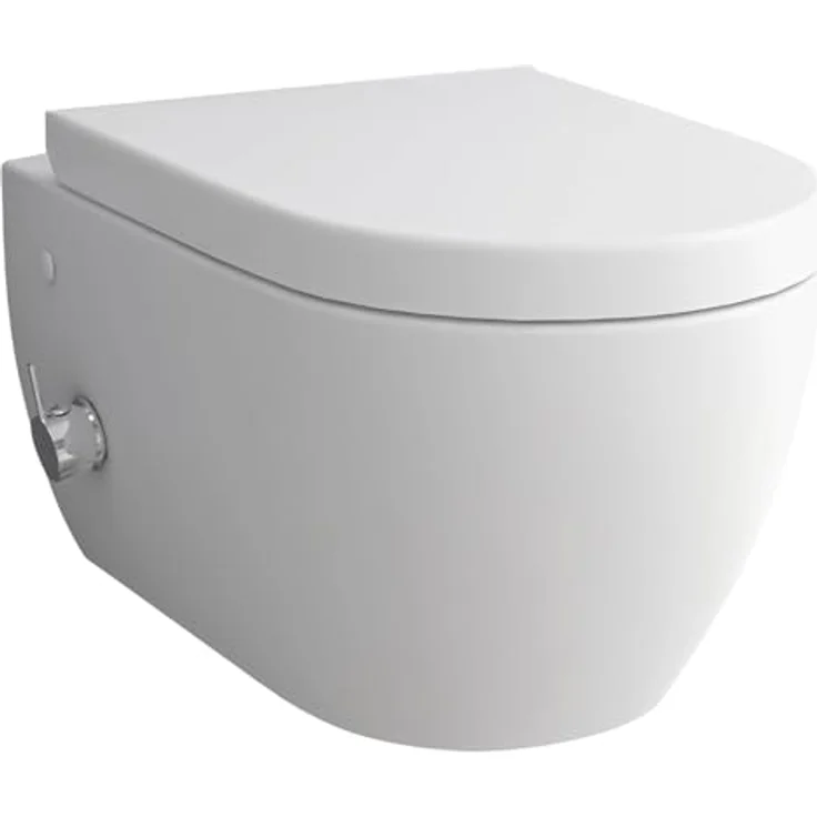 Alpenberger Toilette | WC mit Bidet Funktion | Hänge WC Spülrandlos | WC Sitz mit Absenkautomatik | Taharet WC | Dusch WC Set für Intimdusche | Klo mit Armatur | Wand WC Passend Geberit (7150 U) – Bild 1
