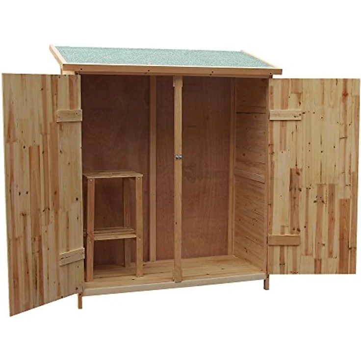 Wiltec Gerätehaus XXL Holz Gartenschrank für Gartengeräte inkl. Montagematerial Gartenhaus zur Aufbewahrung Geräteschuppen Geräteschrank, robustes Holz und Bitumendach, 138 x 65,5 x 160 cm – Bild 2