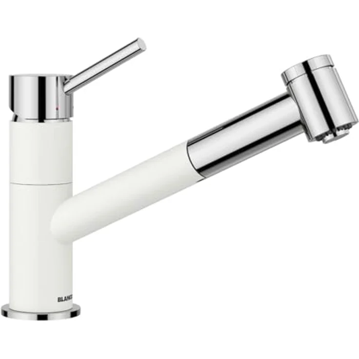 Blanco KANO-S VARIO Küchenarmatur, Hochdruck, silgranitweiß/chrom, mit ausziehbarem Brauseschlauch und 120° schwenkbarem Auslauf – Bild 1