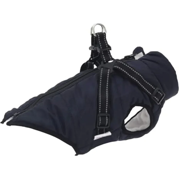 vidaXL Hundemantel mit Geschirr Wasserdicht Reflektierend Marineblau L, Outdoor-Weste für Hunde mit zusätzlicher Polsterung – Bild 1
