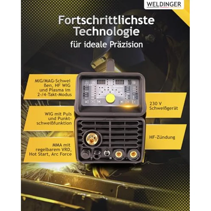 WELDINGER Kombischweißinverter MWPE 200 HF COMBI, 5 Jahre Garantie, MIG MAG DC-WIG Plasmaschneider MMA Schweißgerät, blau – Bild 4