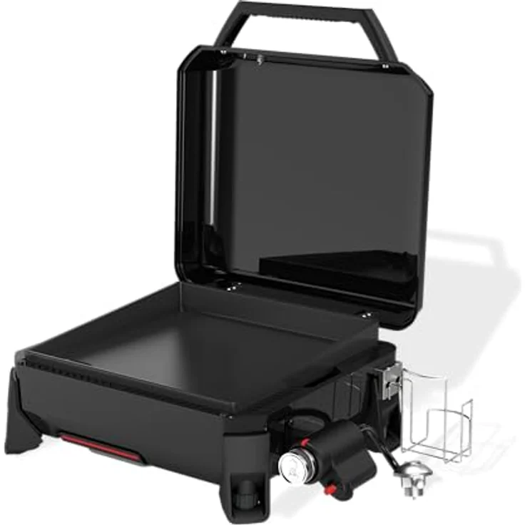 Weber SLATE GP 43 Premium Plancha Gasgrill, portabel, 43 x 41cm Grillfläche, porzellanemaillierte Antihaft-Grillfläche, höhenverstellbare Füße - Schwarz – Bild 3