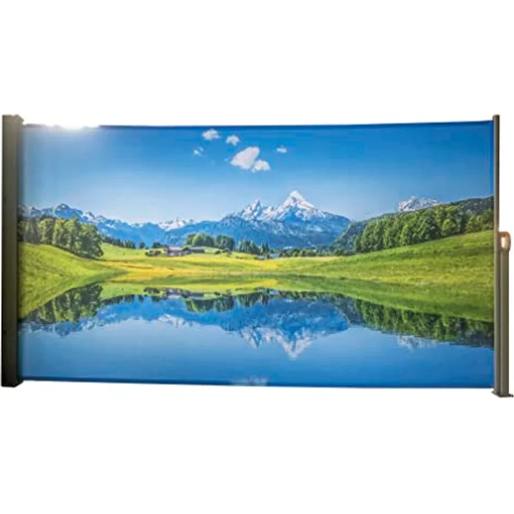 DELUKE Seitenmarkise FABI Motiv Bergsee, ausziehbar, Mehrfarbig, Polyester, Sicht- und Sonnenschutz für Terrasse/Balkon – Bild 2