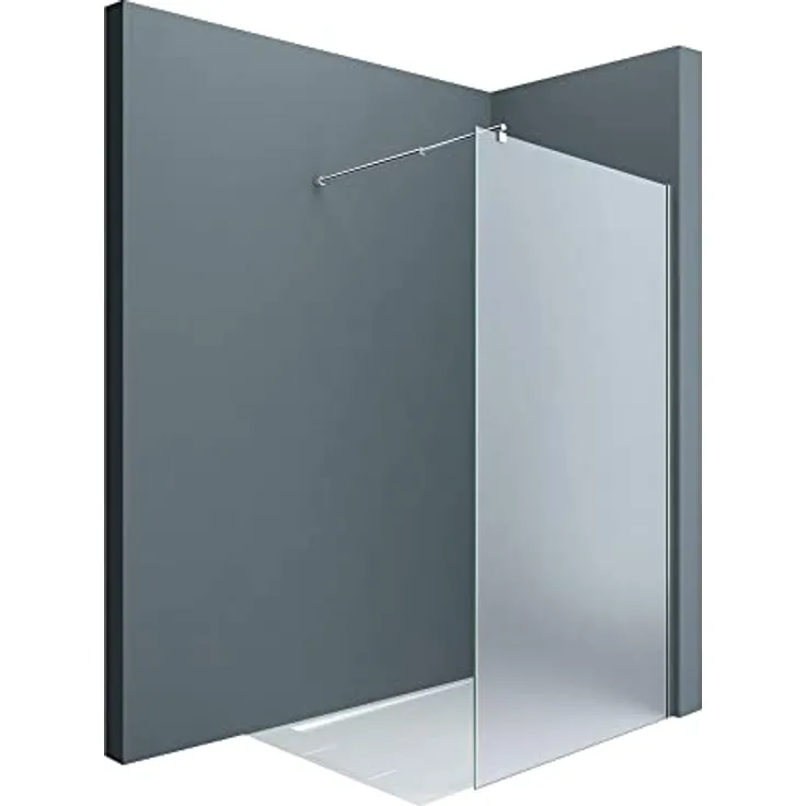 Sogood Luxus Duschwand Duschabtrennung Bremen1VS 100x200 Walk-In Dusche mit Stabilisator aus Echtglas 8mm ESG-Sicherheitsglas Milchglas inkl. Nanobeschichtung