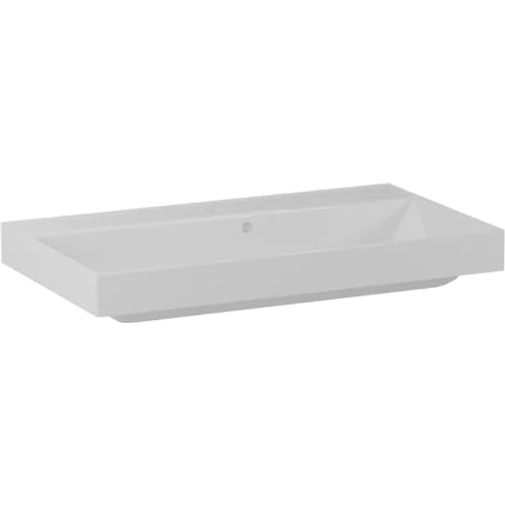 BadeDu Esla Waschbecken mit Unterschrank - 79 cm Breit, Gussmarmor Waschbecken in Weiß mit 2 Schubladen in Grau – Bild 3