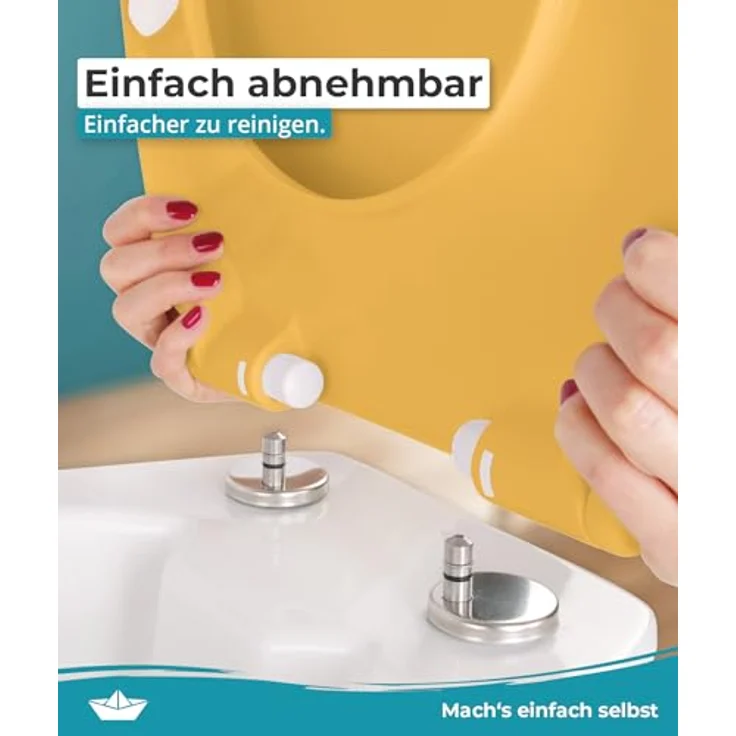 Calmwaters WC Sitz Premium Curry-Gelb, Absenkautomatik, antibakteriell, Duroplast, 250 kg Tragkraft, abnehmbar, Made in EU, 26LP6229 – Bild 5