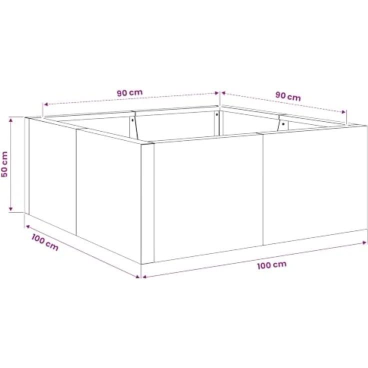 vidaXL Beetumrandung Stützmauer, 4 Stück, wetterfest aus Stahl in Rostoptik, 100 x 100 x 50 cm, modular und wetterbeständig – Bild 2