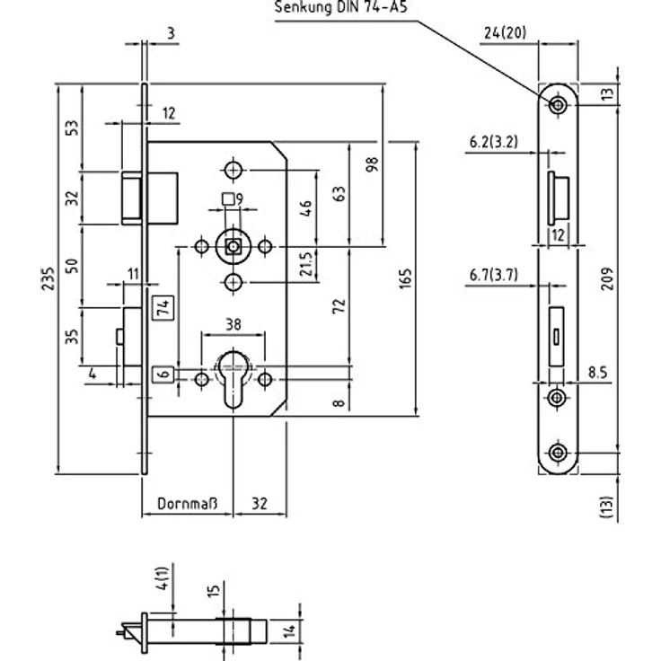 BMH Fluchttürschloss 1128, 2-flg., EN 179, DM 65/24, rechts, Edelstahl rostfrei – Bild 2