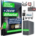 Campergold Balkonkraftwerk 880W mit Speicher 2,24 kWh Marstek, Monokristallin,  2x440W Bifaziale Glas-Glas Module, DEYE 800W Wechselrichter