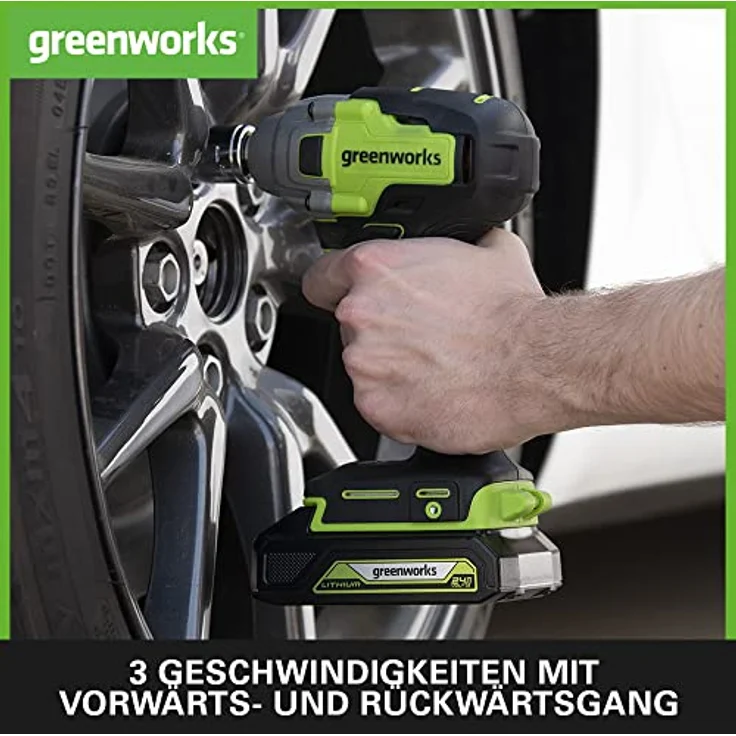 Greenworks Akku-Schlagschrauber Li-Ion 24V 400 Nm Drehmoment 2800 Umdrehungen 2 Zoll-Steckschlüssel – Bild 5