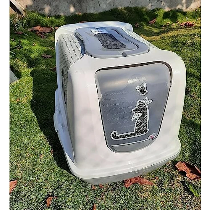 Moderna Record Katzentoilette, 50 cm mit Schaufel und Filter, rutschfest, Blanc et Gris pailleté, Einheitsgröße – Bild 4
