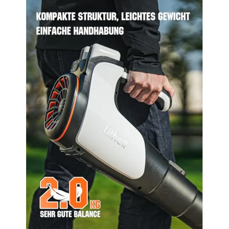 LITHELI Akku-Laubbläser U20 2x20V/4.0Ah, mit optimiertem Luftstromsystem und USB-C Ladefunktion, grün – Bild 5