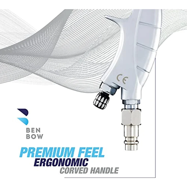 BenBow Lackierpistole PK60 MP 1,3 mm Düse + 600 ml Lackbehälter - hochwertige Sprühqualität - Druckluft-Spritzpistole, ideal für Autolackierung (Aluminium) – Bild 5