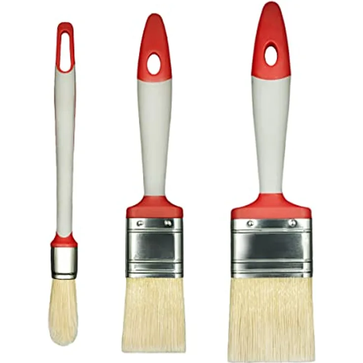 Hardy 3er Set Pinsel 18 mm 35 mm 50 mm Serie 20 für Malerarbeiten Präzises Abdecken Synthetikborsten 2-Komponenten profilierter Rutschfester Griff