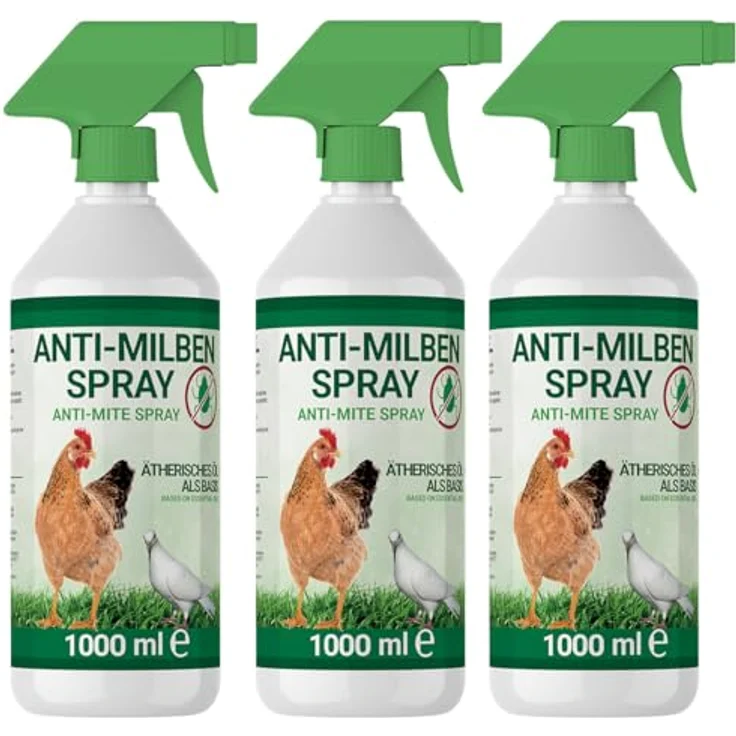 BMUT 3X 1000ml Milbenspray für Geflügel, wasserbasiert, gegen Milben und Ektoparasiten, für akuten Befall und Prävention – Bild 1