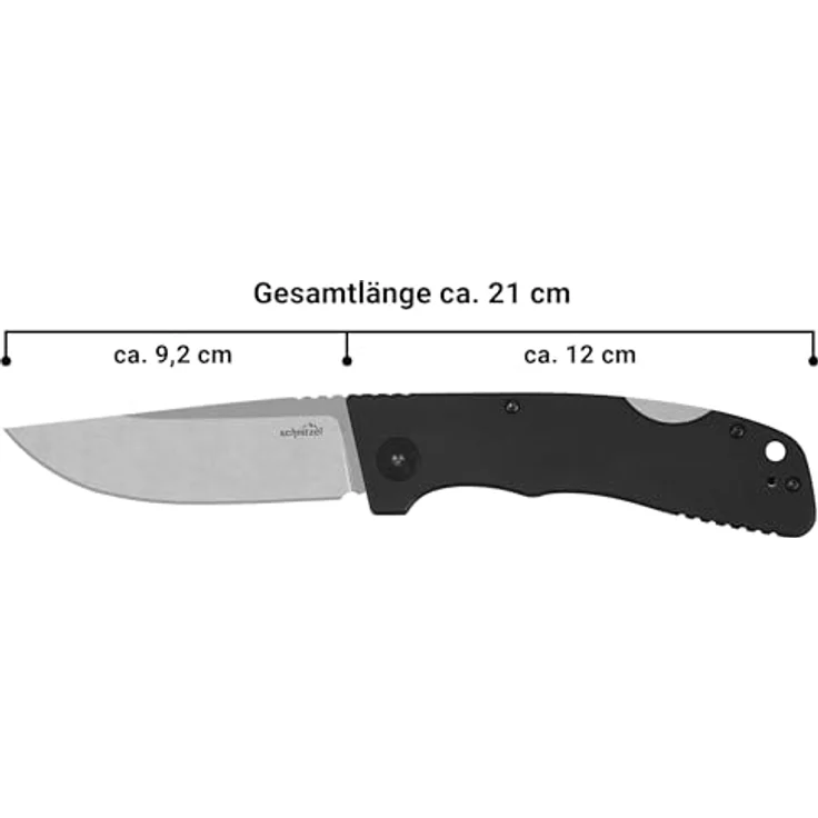 SCHNITZEL KVAR – Outdoor Taschenmesser - Sandvik 14C28N Schwedenstahl - G-10 Griffschalen - Bushcraft Klappmesser - EDC Messer Freizeitmesser Erwachsene - §42A Konform (Schwarz, Stonewashed) – Bild 5