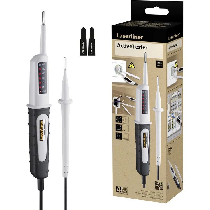 LASERLINER Spannungsprüfer ActiveTester, batterieloser Spannungs- und Durchgangsprüfer, recyceltes Gehäuse