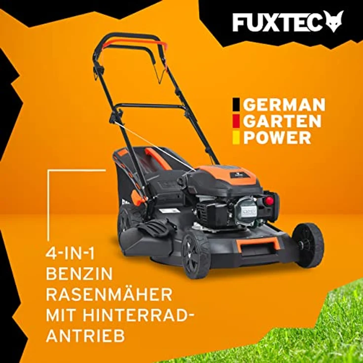 FUXTEC 4in1 Benzin Rasenmäher FX-RM5170-4PS/2,9kW | 51cm Schnittbreite & 7-stufige Höhenverstellung 25mm-75mm | 4-Takt Mäher mit Hinterradantrieb - 60L Grasfangkorb, Mulchfunktion & Seitenauswurf – Bild 2