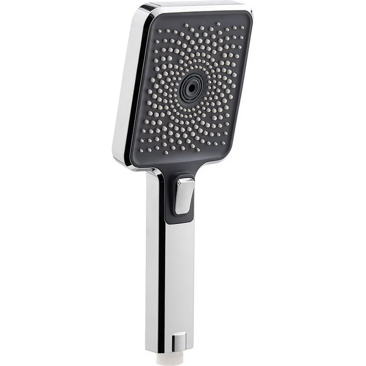 SCHÖNER WOHNEN-Kollektion Handbrause VERINA, wassersparender Duschkopf eckig in Chrom, Duschbrause mit 3 Strahlarten und Antikalknoppen