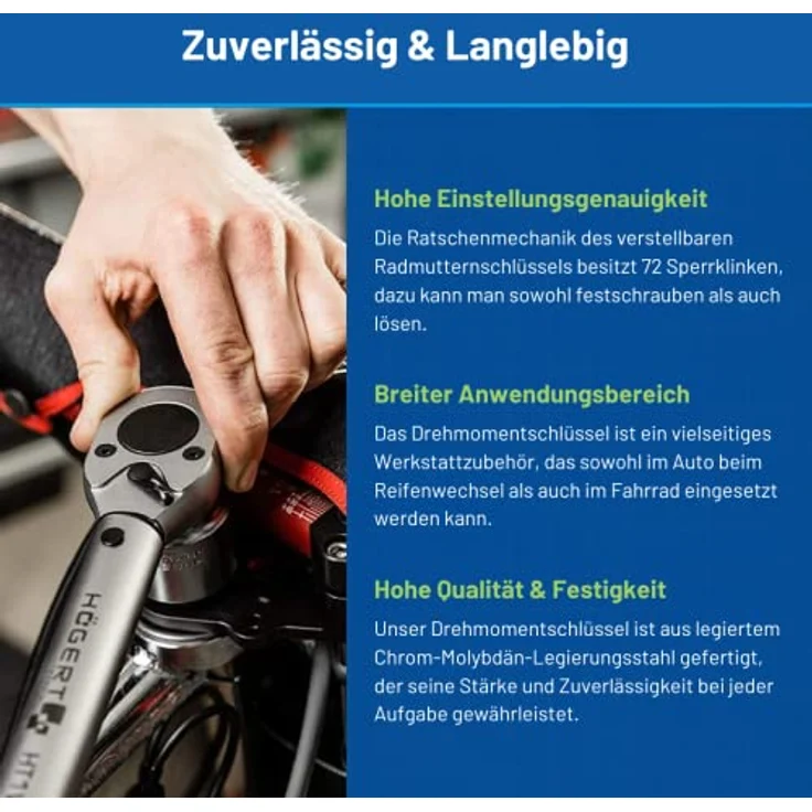 Högert Technik - Drehmomentschlüssel 1/2″ 20-120Nm, 72 Zähne, Chrom-Molybdän-Stahl, Links-/Rechts-Drehung, HT1W712 - Preisvergleich – Bild 3