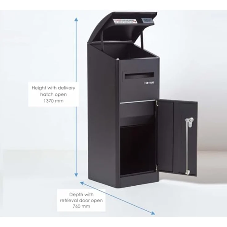 Smart Parcel Box XXL schwarz mit Schrägdach 43x41x110 cm, Paketbriefkasten zur Wand- oder Bodenmontage, Paketbox für Zuhause & Unternehmen, Briefkasten für Pakete & Briefe – Bild 3