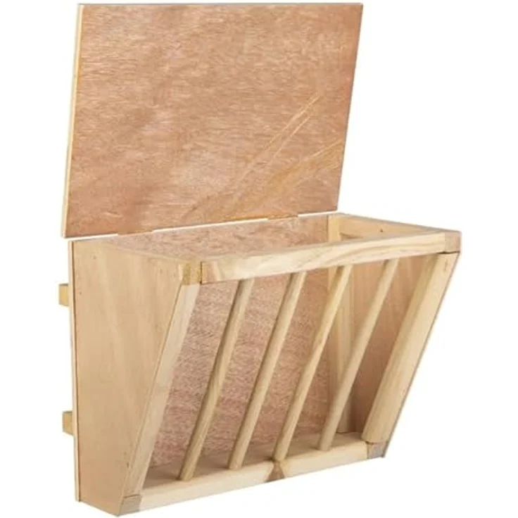 MICA Nagerhaus Heuraufe mit Sitzbrett für Nager, Holz, ca. 25 x 17 x 20 cm – Bild 2