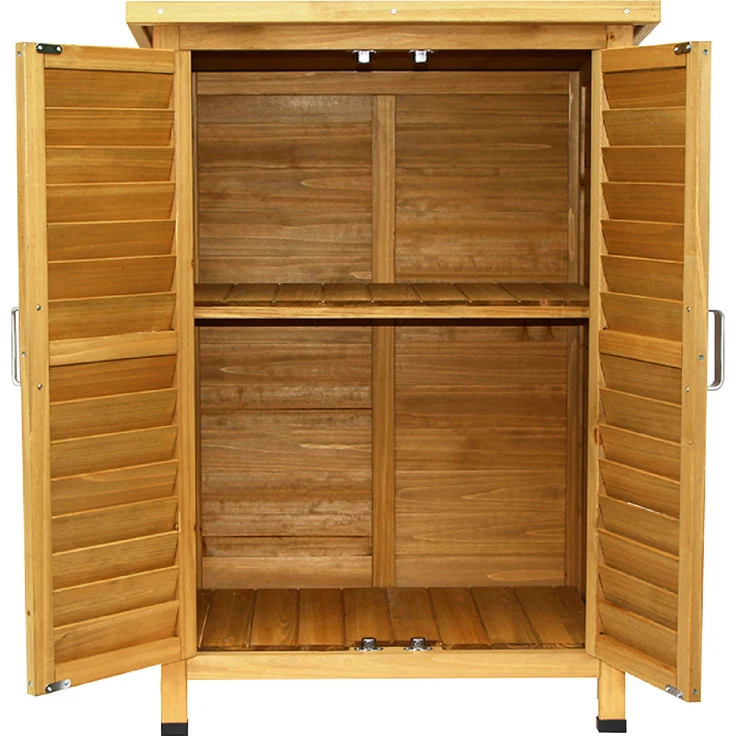 MCombo Gartenschrank Geräteschuppen Werkzeugschrank 0690, Outdoor-Schrank Gartenbox, aus Holz, Natur, 47 X 63 X 96 cm – Bild 4